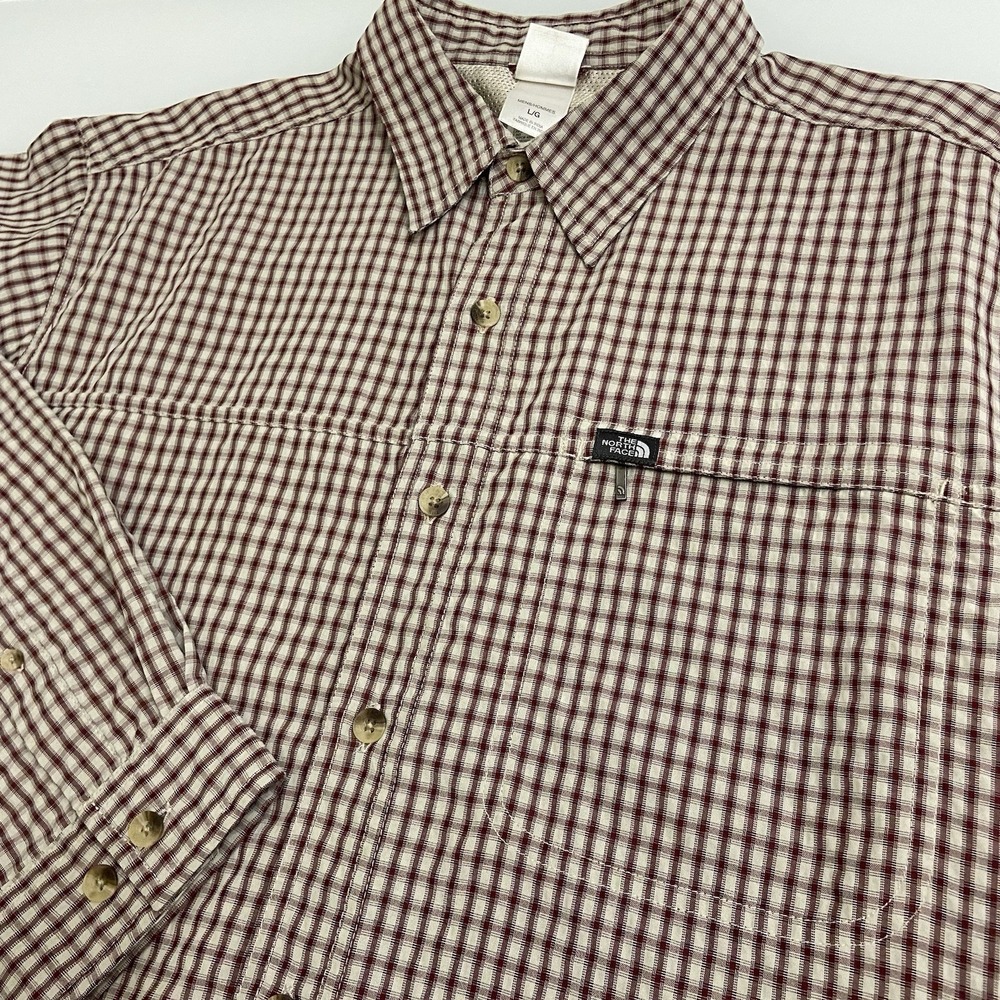 North Face Men's Quick‎ Dry Long Sleeve Roll Tab Fishing Hiking Shirt Large Red